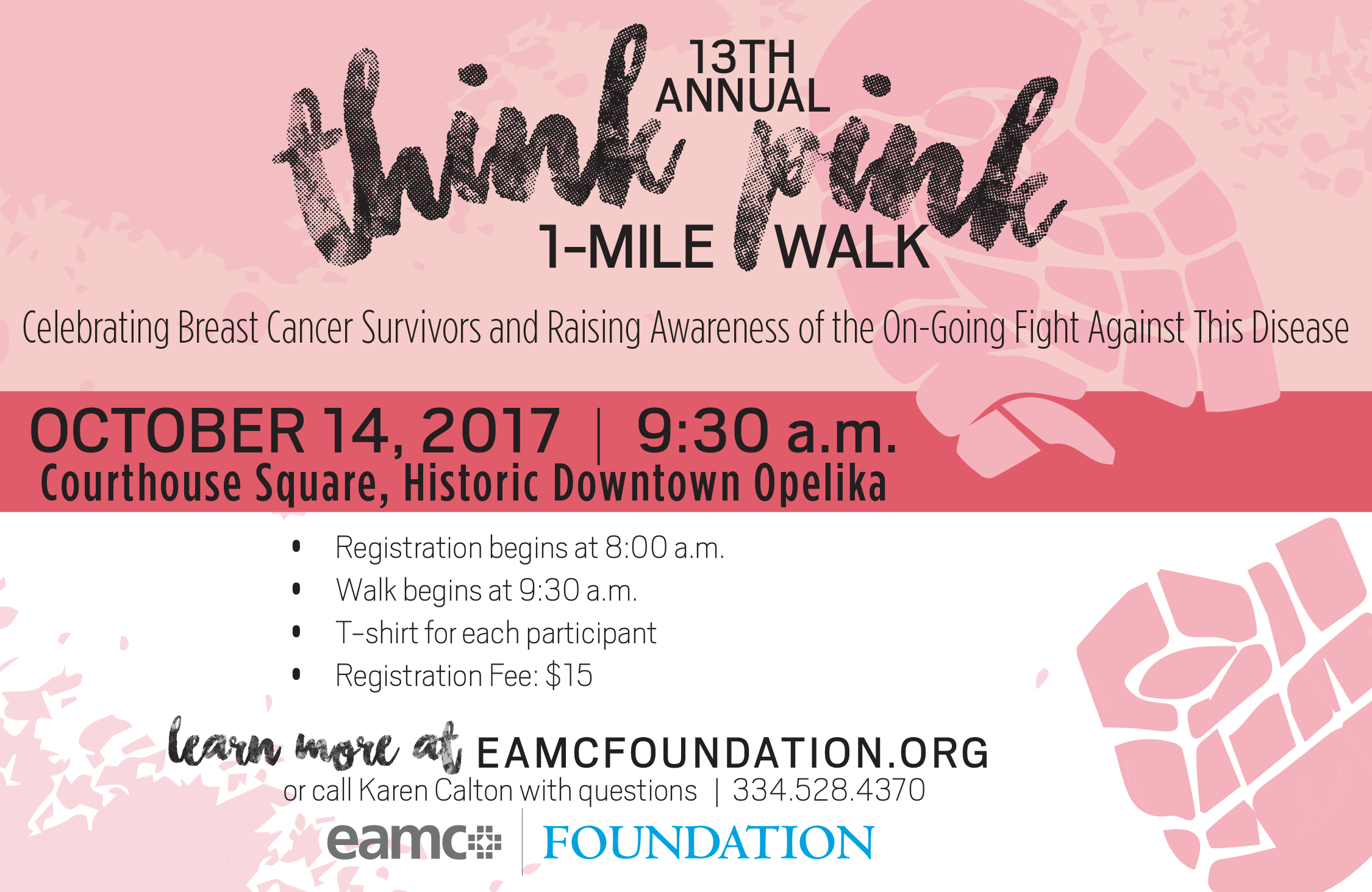 ‘Think Pink’ walk slated for Oct. 14
