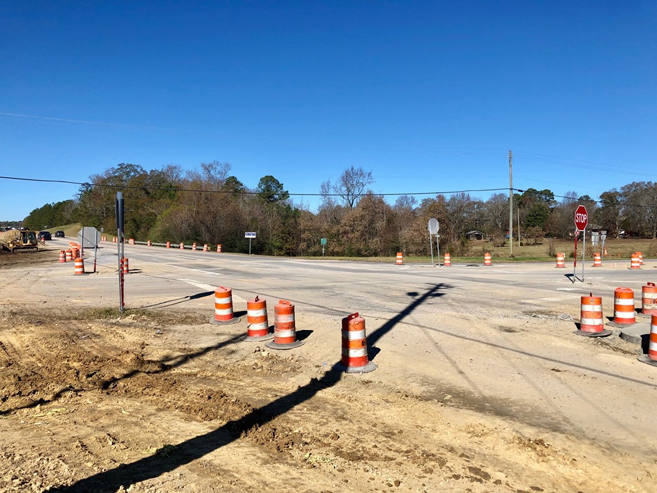 Construction ongoing for new roundabout at the intersection of Gateway Drive, Society Hill Road