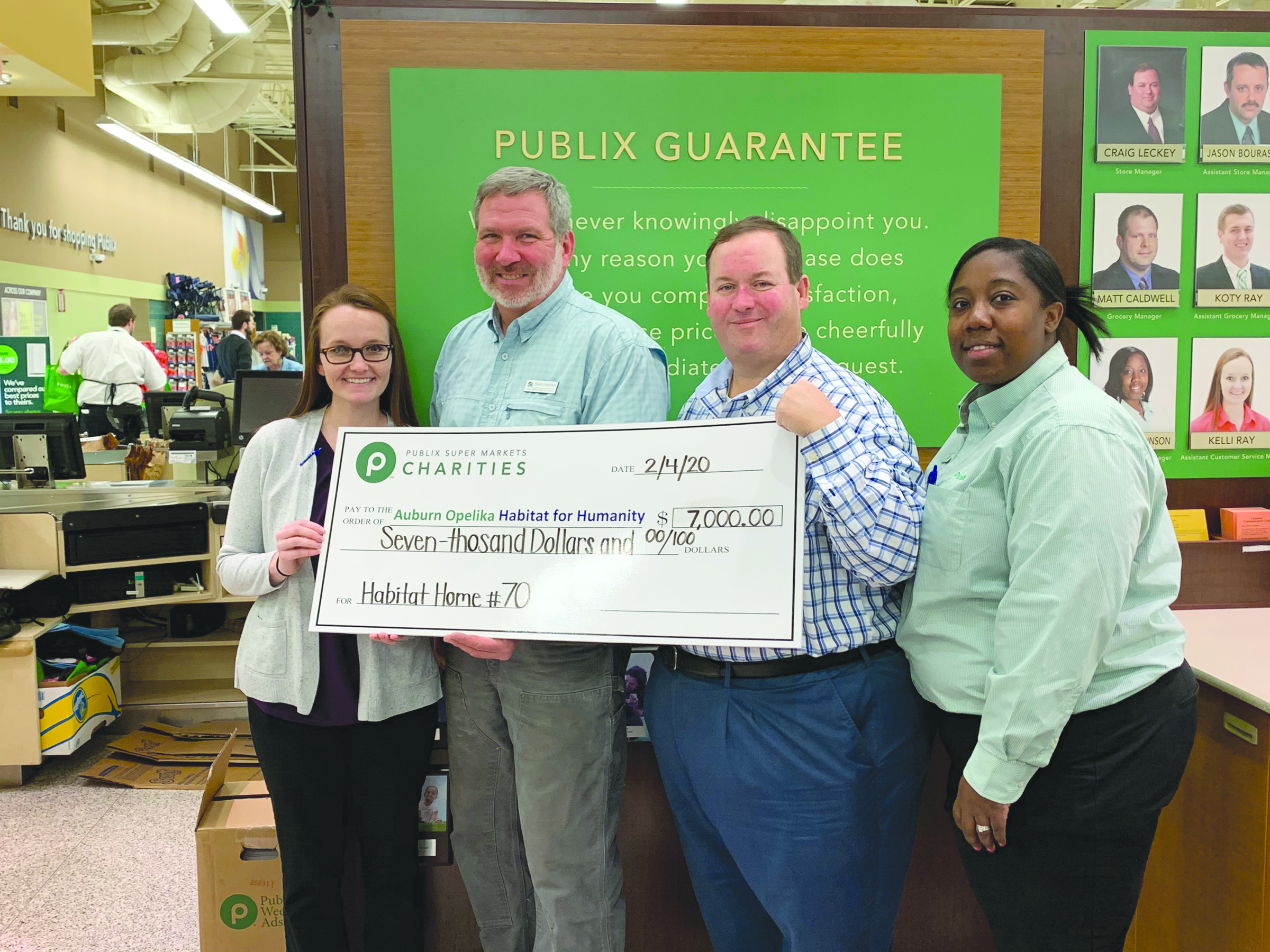 Publix Super Market at Cary Creek makes $7,000 donation to Auburn-Opelika Habitat for Humanity