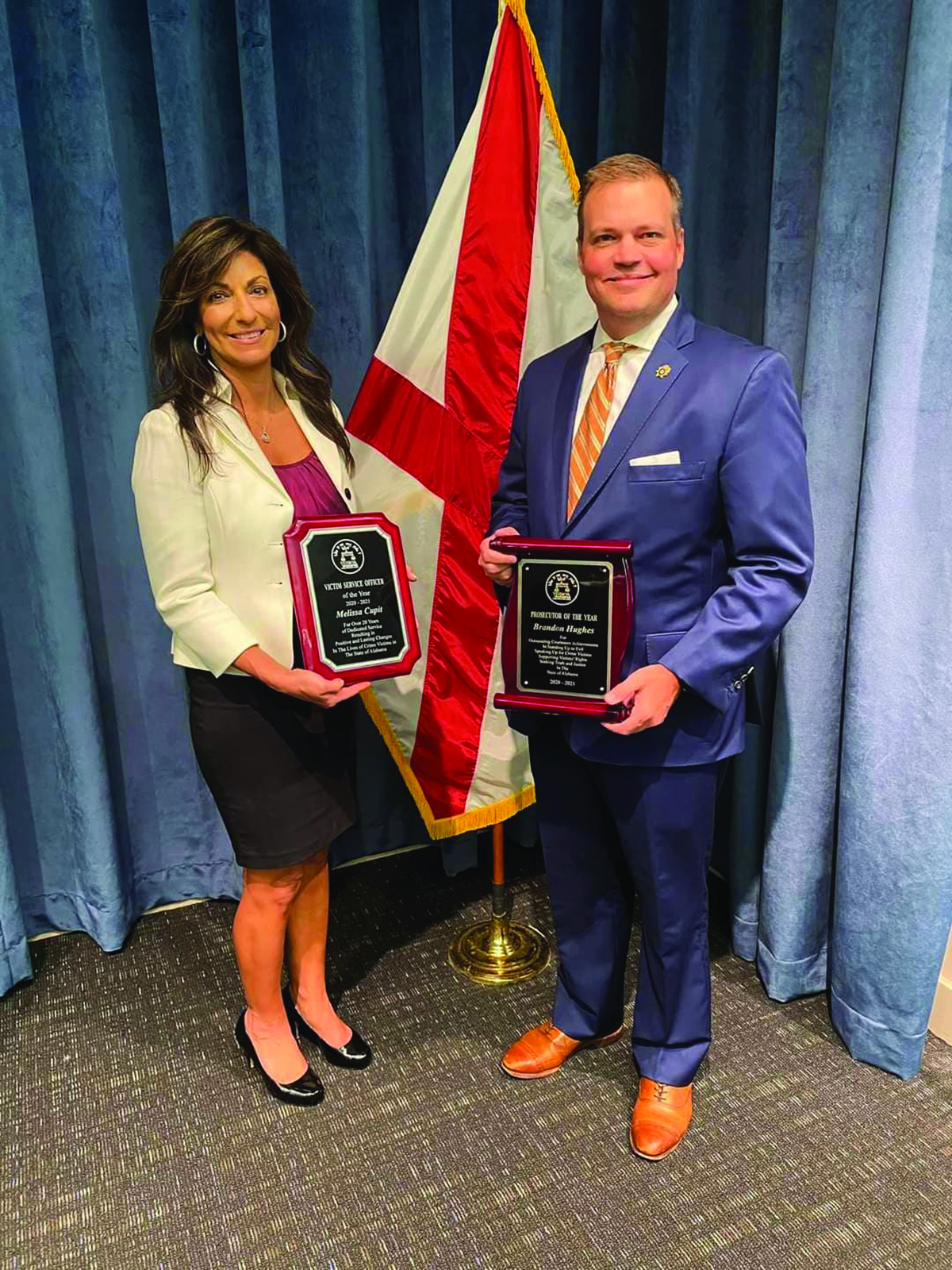 Lee County’s DA Brandon Hughes named Alabama Prosecutor of the Year; Melissa Cupit named Alabama Victim Service Officer of the year