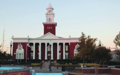 Courthouse lights up blue