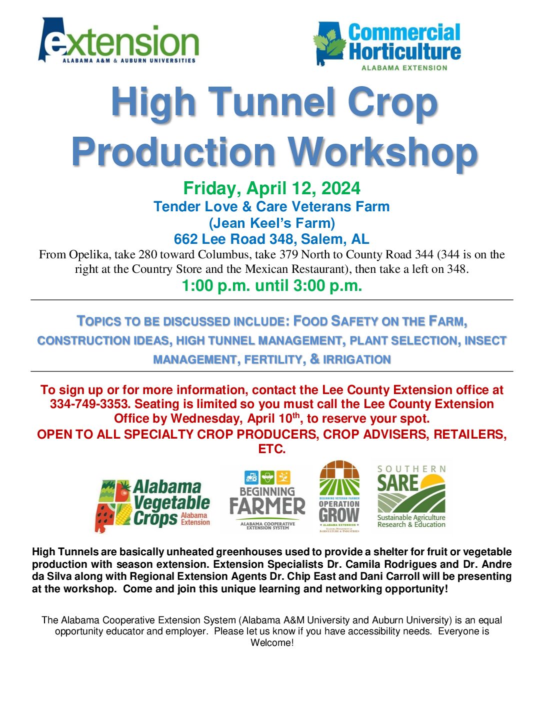 ACES to host workshop on high tunnel crop growing