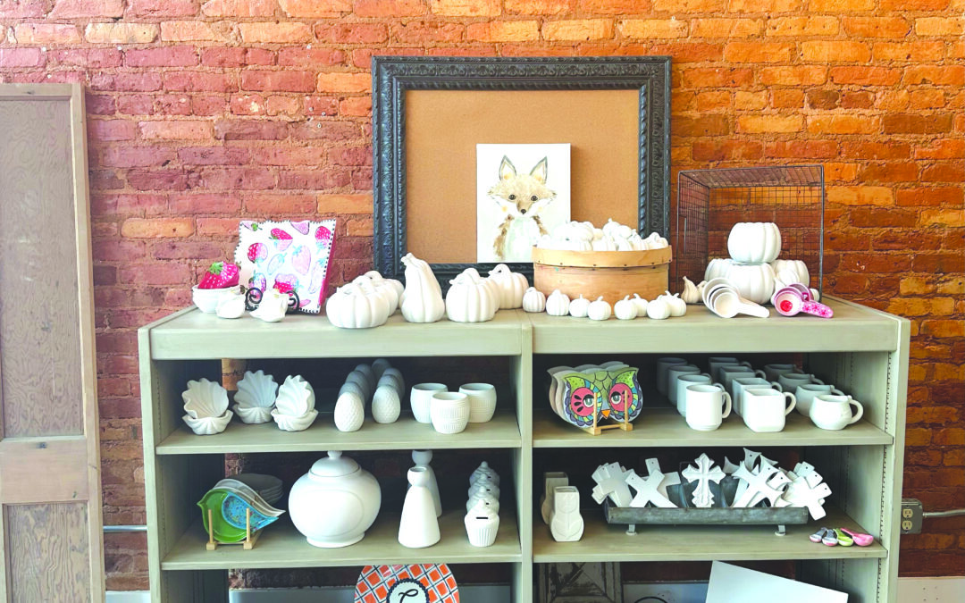 A display of ceramics by The Fired Fox, a new art store in Opelika.