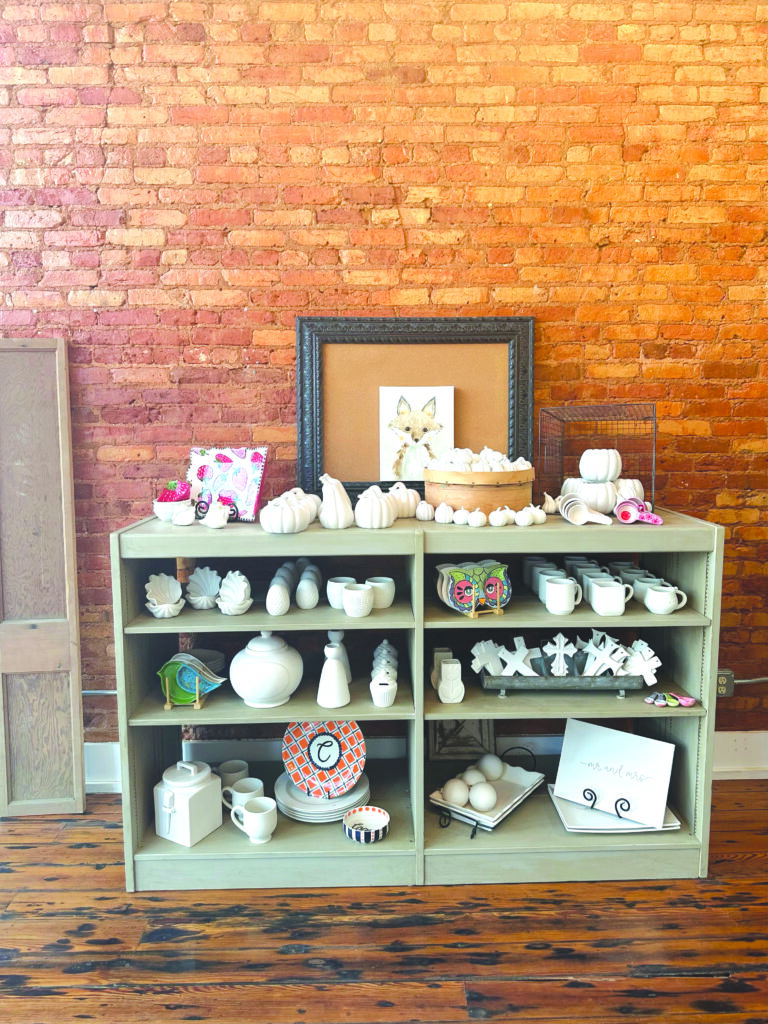 A display of ceramics by The Fired Fox, a new art store in Opelika.