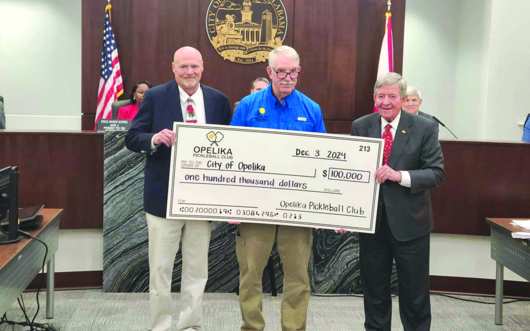 Opelika Pickleball Club presents city with check